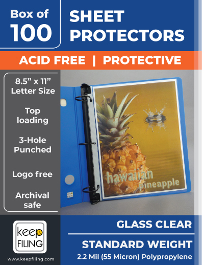 Sheet Protector 8.5 x 11 inch Non-Glare PP Clear Page Protectors, Sleeves  for Binders, Paper Protector for 3 Ring Binder Letter Size Top Loading, 100  Pcs 